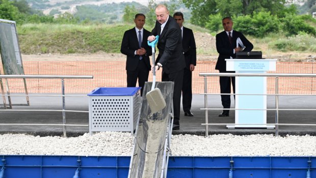 Prezident Xankəndi Dəmir Yolu və Avtovağzal Kompleksinin təməlqoyma mərasimində - FOTO