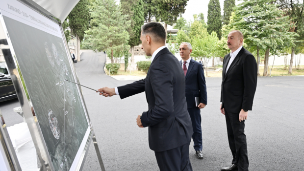 İlham Əliyev Xankəndi-Şuşa kanat yolunun salınacağı ƏRAZİDƏ