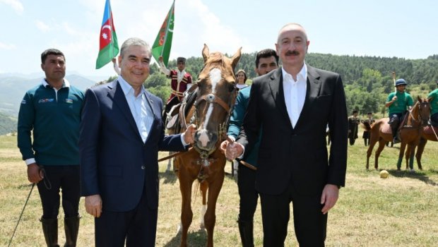 İlham Əliyev Qurbanqulu Berdiməhəmmədova at hədiyyə etdi - FOTO