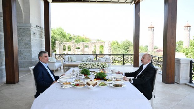 İlham Əliyev və Berdiməhəmmədov Şuşada birgə nahar etdilər - FOTO