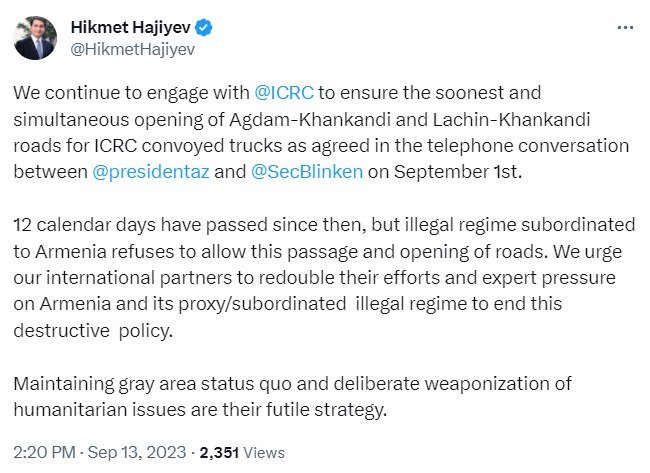 Hikmət Hacıyev: “Humanitar məsələlərdən silah kimi istifadə faydasız strategiyadır” - FOTO - foto 1