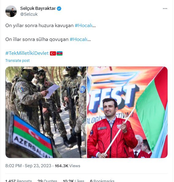 Səlcuq Bayraktar Xocalı ilə bağlı paylaşım edib - FOTO  - foto 1