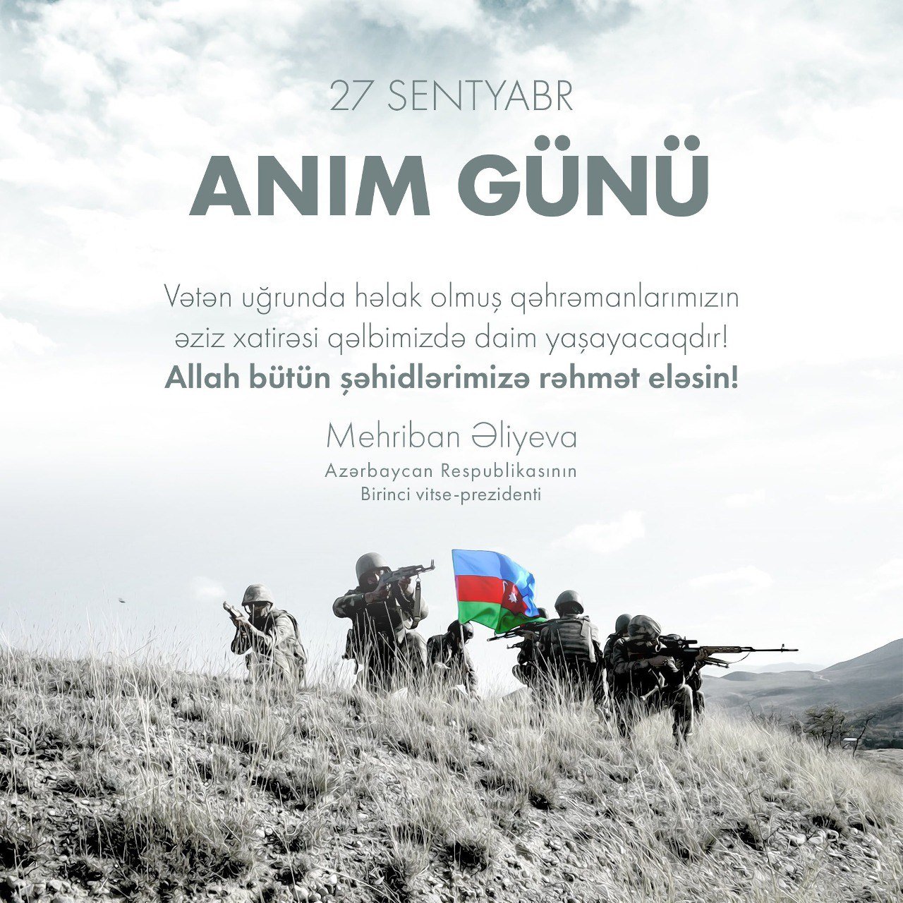 Mehriban Əliyevadan Anım Günü ilə bağlı PAYLAŞIM - FOTO - foto 1