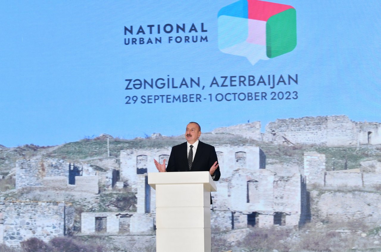 Prezident Zəngilanda 2-ci Milli Şəhərsalma Forumunun açılış MƏRASİMİNDƏ - FOTO/VİDEO - foto 3
