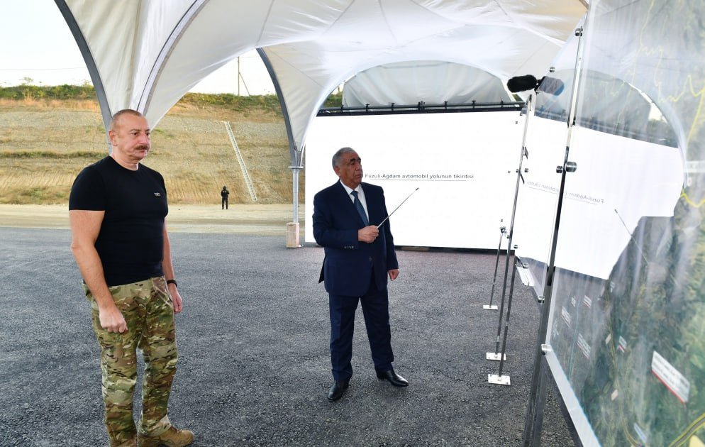Prezident Ağdam-Füzuli avtomobil yolunun tikintisi ilə tanış oldu - foto 3