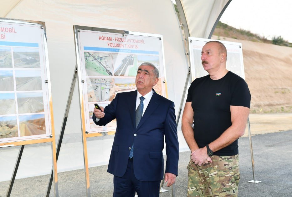 Prezident Ağdam-Füzuli avtomobil yolunun tikintisi ilə tanış oldu - foto 2