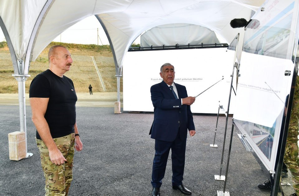 Prezident Ağdam-Füzuli avtomobil yolunun tikintisi ilə tanış oldu - foto 1