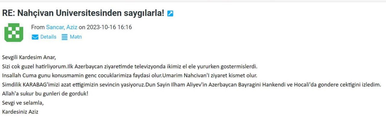 Əziz Səncər: “Qarabağımızın azad olunmasının sevincini yaşayırıq” - foto 1