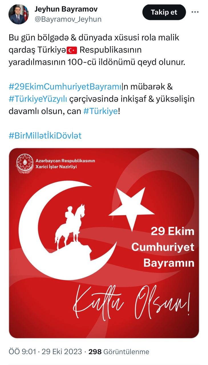 Ceyhun Bayramov Türkiyəni təbrik etdi - FOTO - foto 1