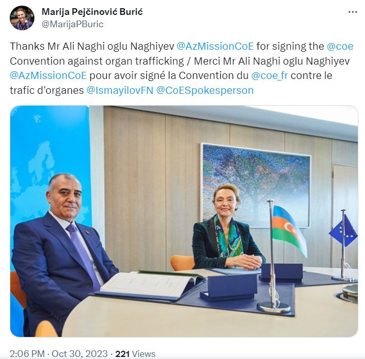 Avropa Şurasının baş katibi Əli Nağıyevə TƏŞƏKKÜR ETDİ - foto 1