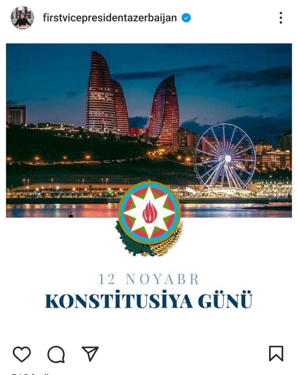 Mehriban Əliyeva Konstitusiya Günü ilə bağlı paylaşım edib - FOTO - foto 1