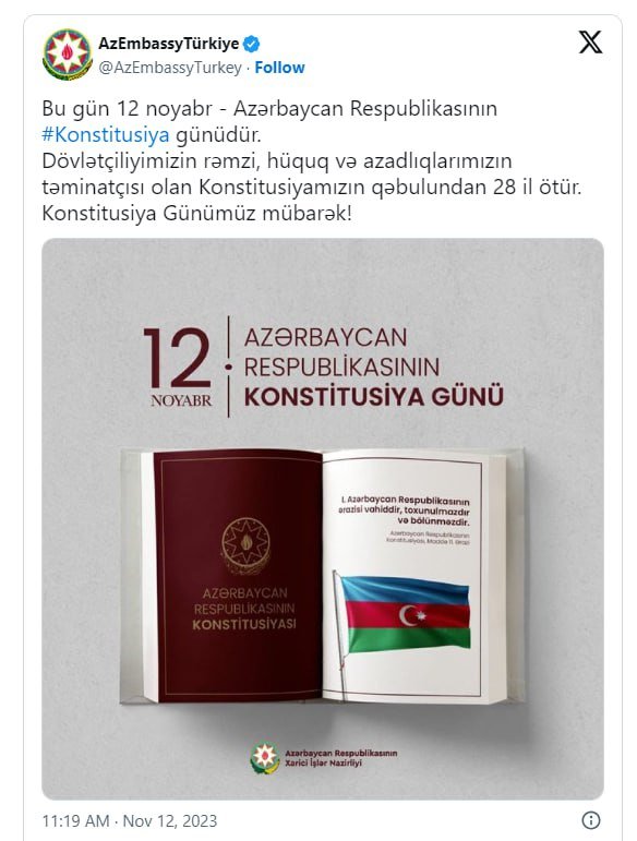 Azərbaycan XİN Konstitusiya Günü ilə bağlı paylaşım edib - FOTO - foto 1