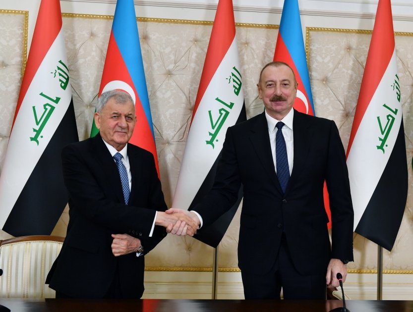 Azərbaycan və İraq prezidentləri mətbuata bəyanatlarla çıxış ediblər - FOTO/VİDEO - foto 6