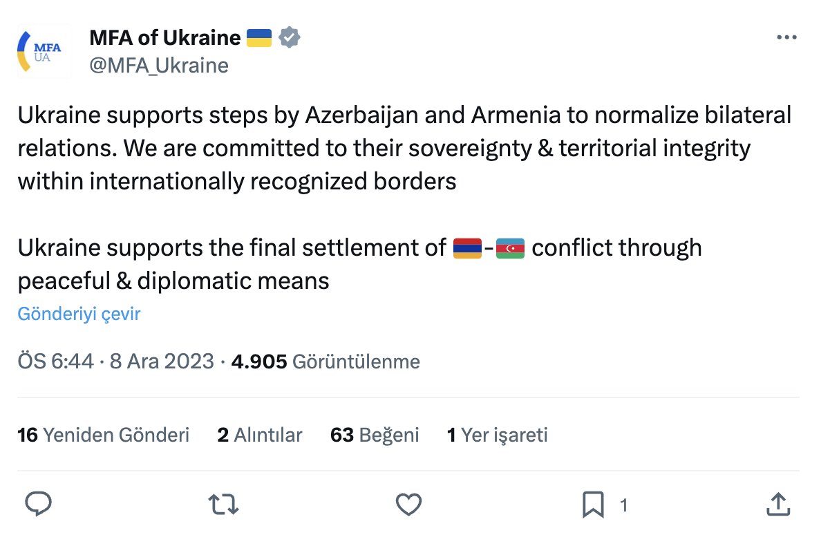 Ukrayna XİN: Azərbaycan-Ermənistan arasında münaqişənin dinc yollarla həllini dəstəkləyirik - FOTO - foto 1