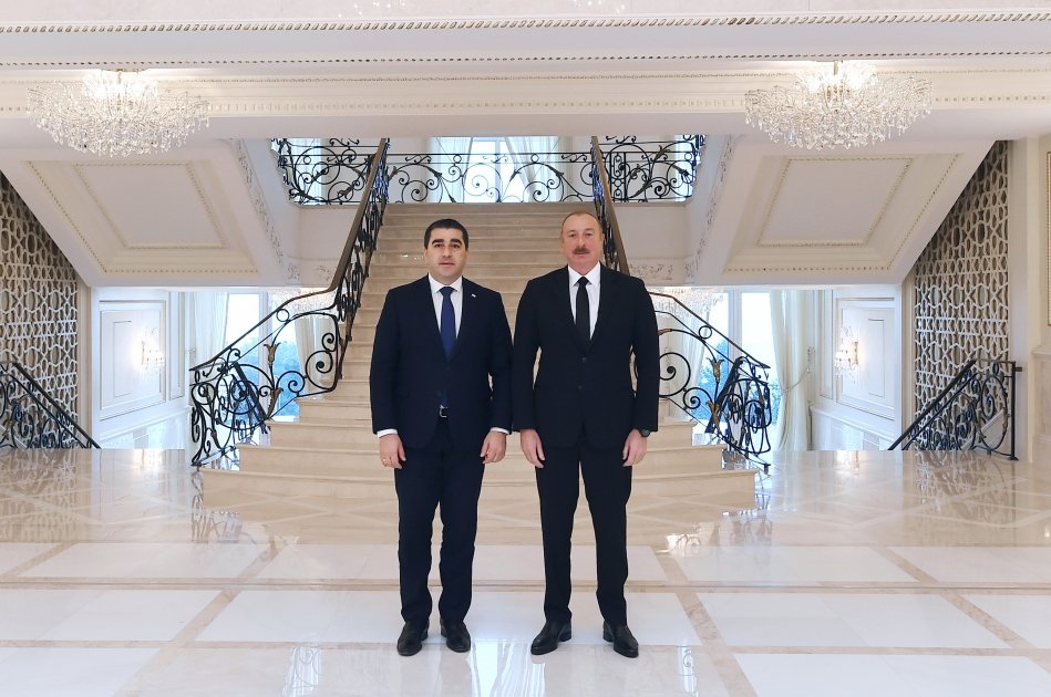İlham Əliyev Gürcüstan parlamentinin sədrini qəbul edib - FOTO/VİDEO - foto 3