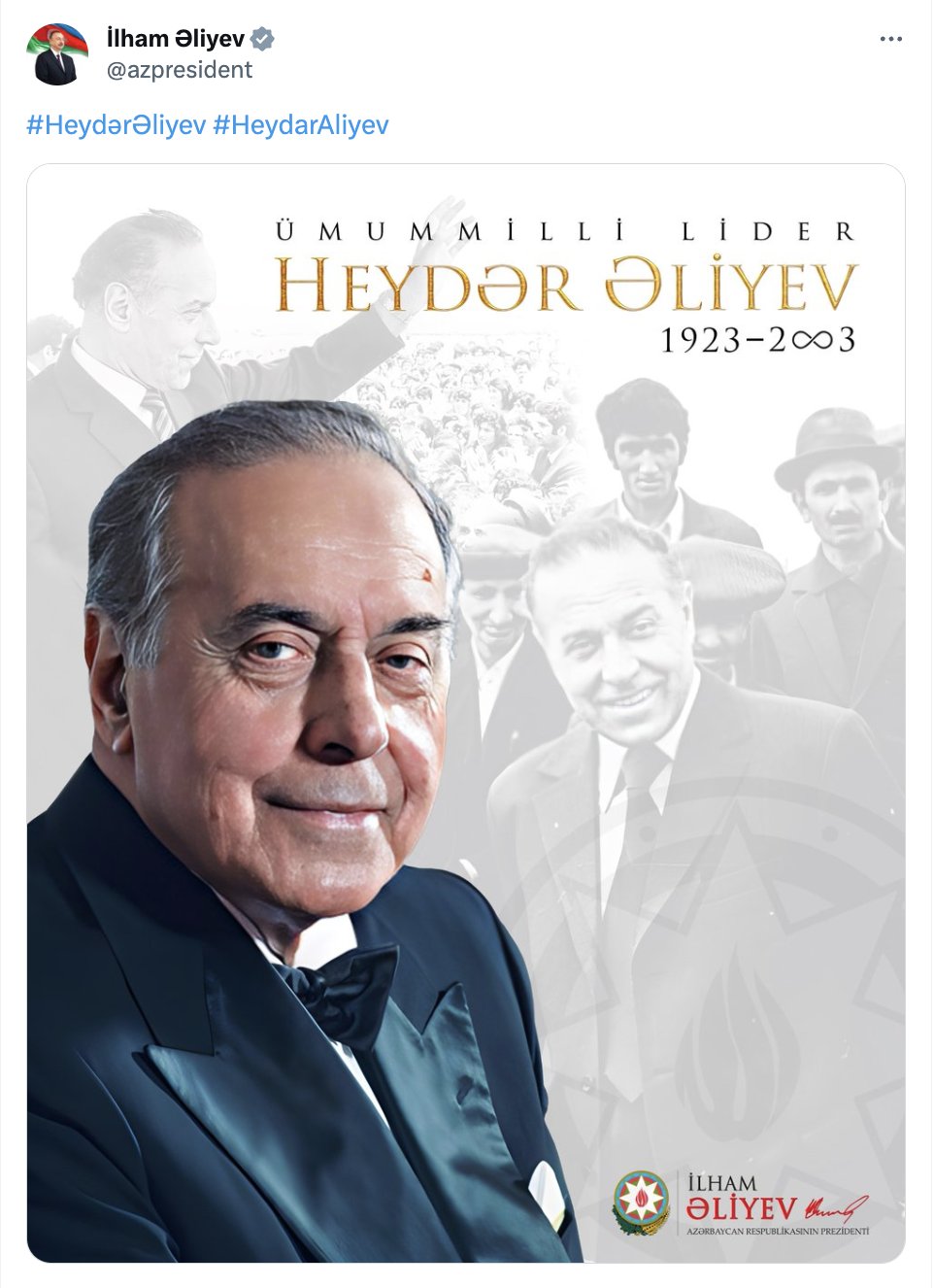 Prezident İlham Əliyev ümummilli liderin anım günü ilə bağlı paylaşım edib - FOTO - foto 1