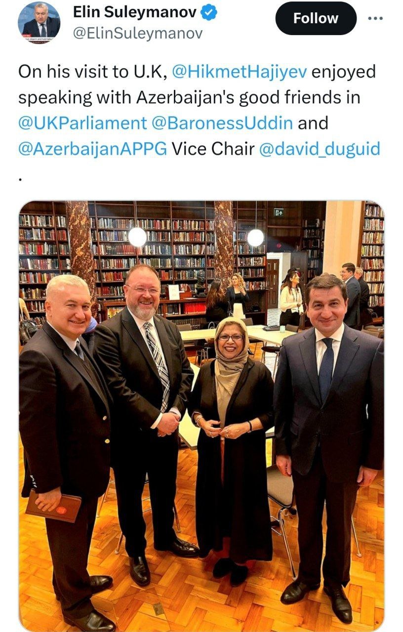 Hikmət Hacıyev Böyük Britaniya Parlamentinin nümayəndələri ilə görüşüb - FOTO - foto 1