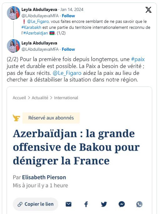 Leyla Abdullayevadan “Le Figaro”ya TUTARLI CAVAB - foto 1