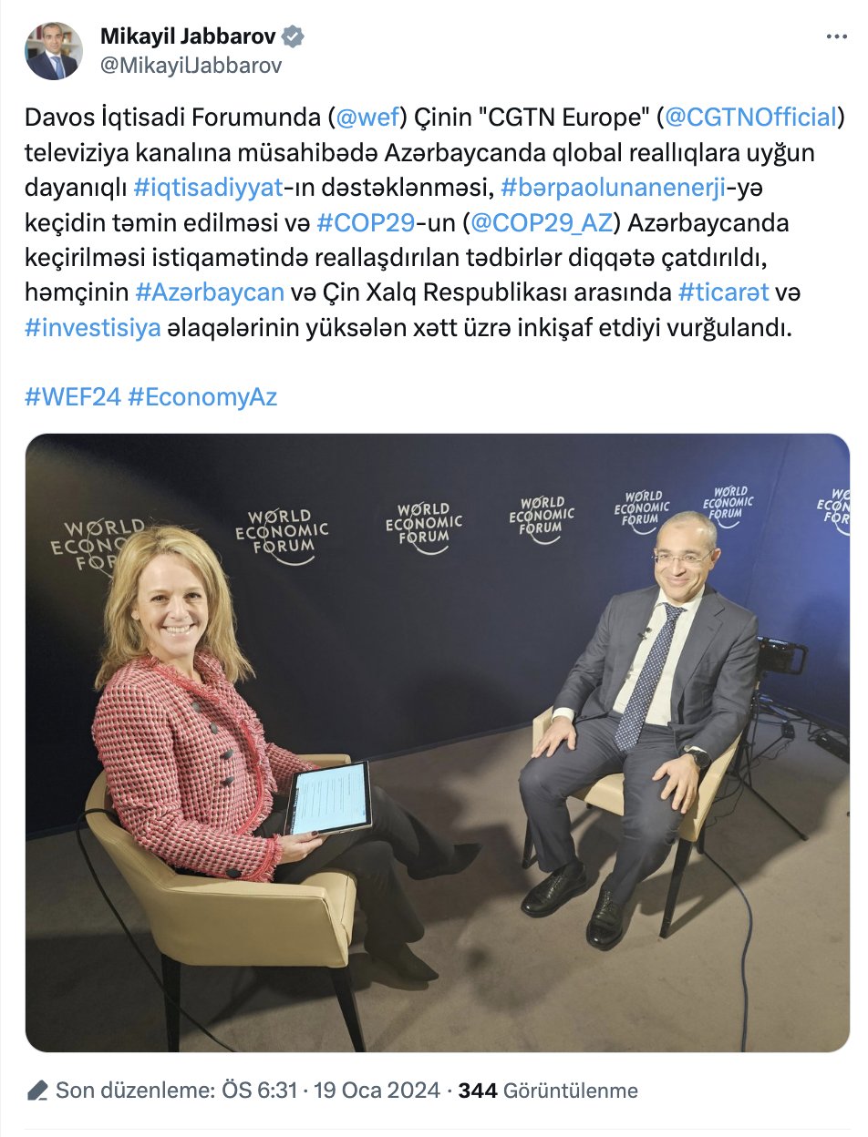 Mikayıl Cabbarov Çinin “CGTN Europe” televiziya kanalına müsahibə verib - FOTO - foto 1
