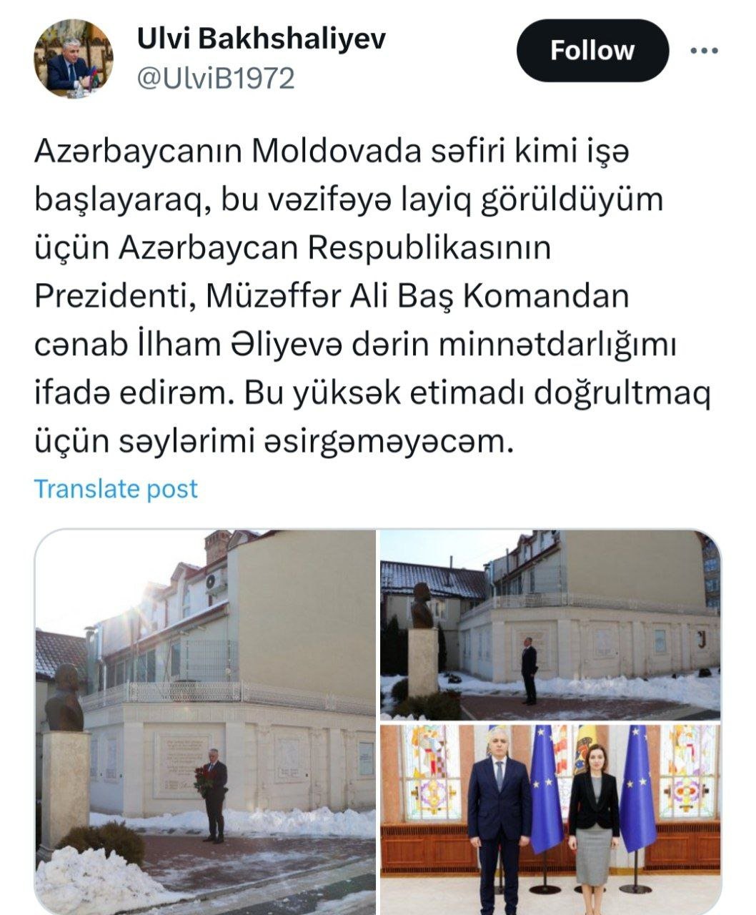 Səfir etimadnaməsini Moldova Prezidentinə təqdim etdi - FOTO - foto 1