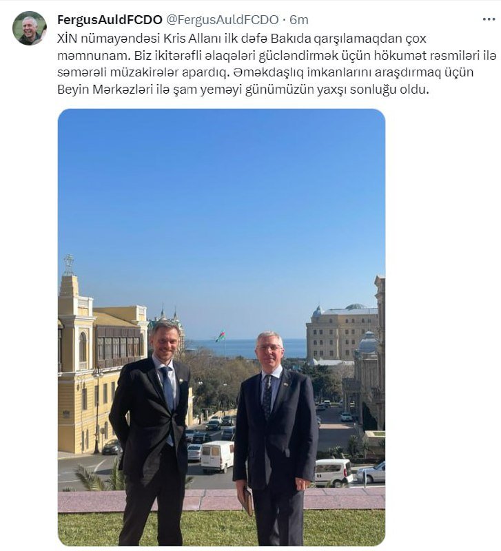 Britaniya Xarici İşlər Nazirliyinin rəsmisi BAKIYA GƏLİB - FOTO - foto 1