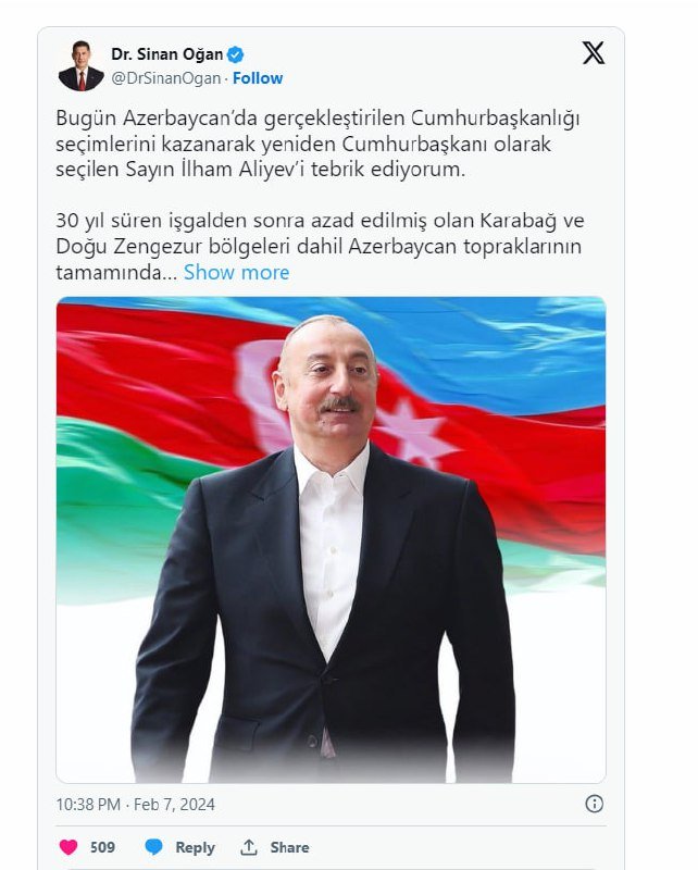 Türkiyə siyasətçiləri İlham Əliyevə uğurlar arzuladı - FOTO - foto 1