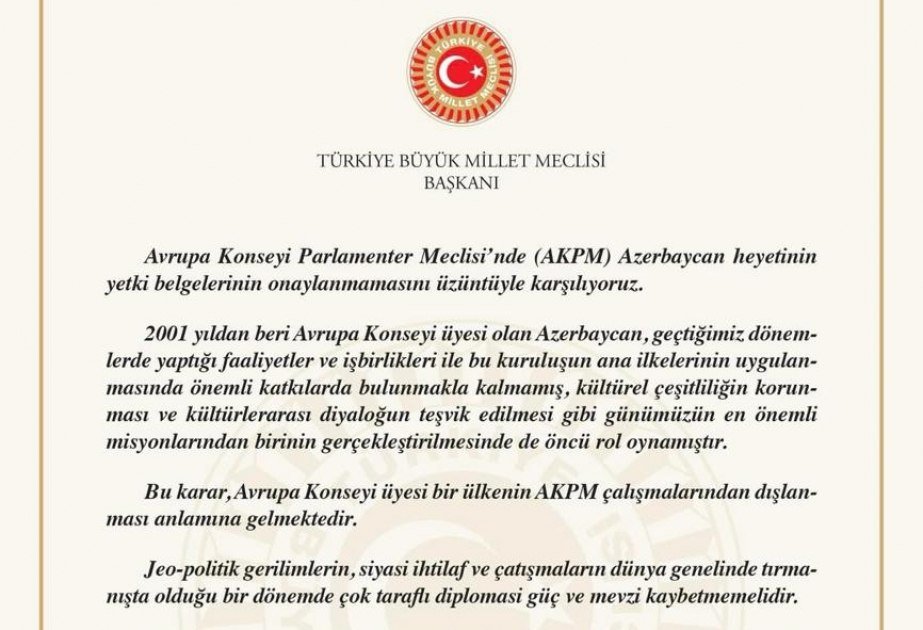 TBMM sədri AŞPA-ya Azərbaycanla bağlı ÇAĞIRIŞ EDİB - FOTO - foto 1