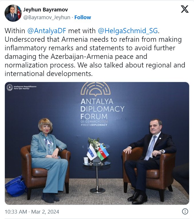 Ceyhun Bayramov: "Ermənistan qızışdırıcı bəyanatlar verməkdən çəkinməlidir" - foto 1