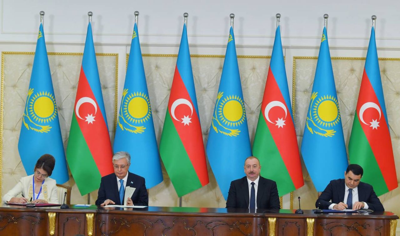 Azərbaycan-Qazaxıstan sənədlərinin imzalanması mərasimi KEÇİRİLDİ - FOTO - foto 7