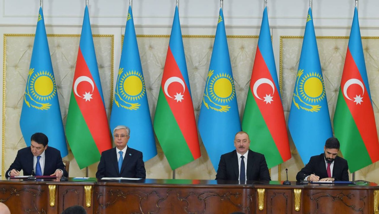 Azərbaycan-Qazaxıstan sənədlərinin imzalanması mərasimi KEÇİRİLDİ - FOTO - foto 5
