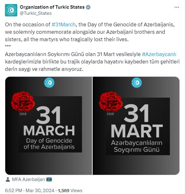 TDT 31 Mart soyqırımı ilə əlaqədar paylaşım edib - FOTO - foto 1