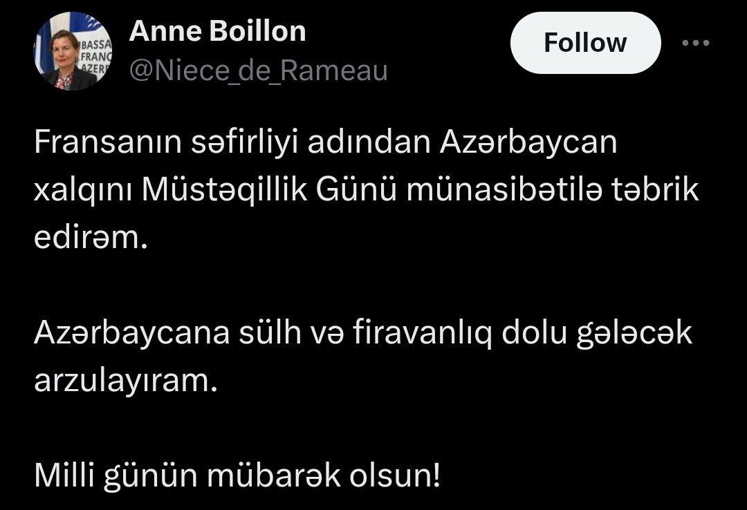 Fransa səfiri xalqımızı Azərbaycan dilində təbrik etdi - FOTO - foto 1