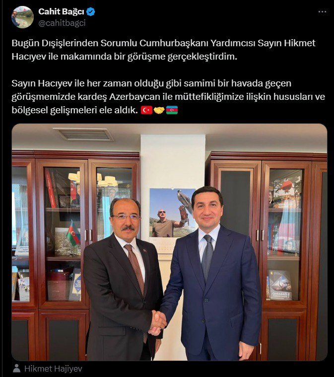 Hikmət Hacıyev Türkiyə səfiri ilə regiondakı vəziyyəti müzakirə etdi – FOTO   - foto 1