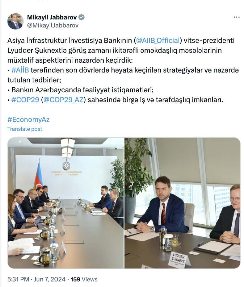 Azərbaycanla AIIB arasında ikitərəfli əməkdaşlıq MÜZAKİRƏ EDİLDİ - FOTO - foto 1
