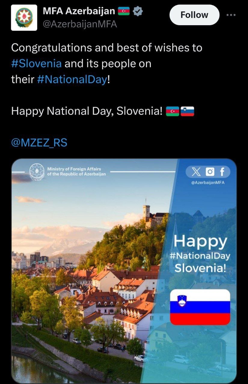 Azərbaycan XİN Sloveniyanı TƏBRİK ETDİ - FOTO - foto 1