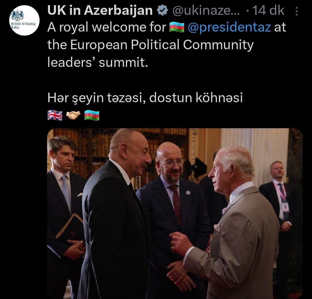 Britaniya səfirliyindən İlham Əliyevə: Hər şeyin təzəsi, dostun köhnəsi - FOTO - foto 1