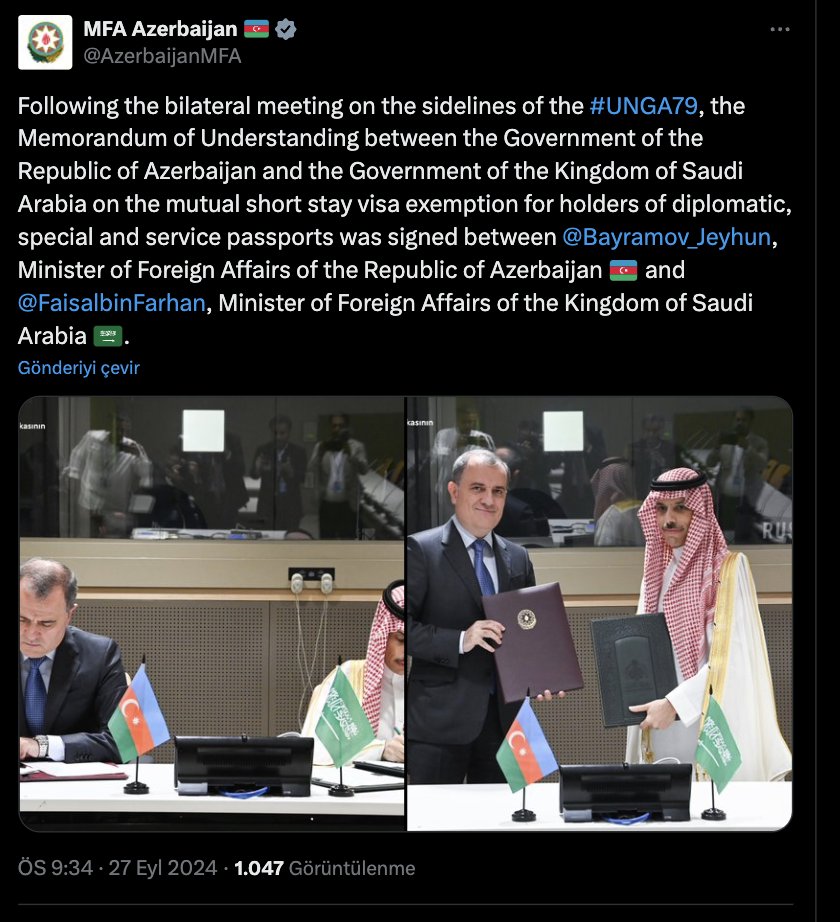 Azərbaycan və Səudiyyə Ərəbistanı BU ŞƏXSLƏRİN vizadan azad edilməsi haqqında memorandum İMZALADI - foto 1