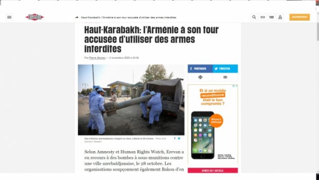 Fransa qəzeti Ermənitsanın qadağan olunmuş silahlardan istifadə etməsindən yazdı