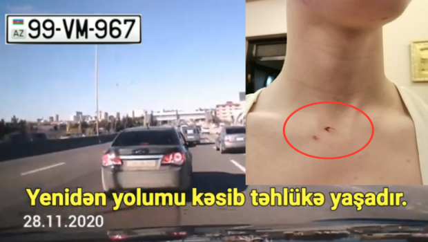 Avtoxuliqanlıq edən sürücü yolu kəsib, azyaşlı uşağı isə boğaraq xəsarət yetirib - VİDEO