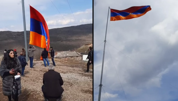 Ermənilər Şurnuxu kəndində 30 metrlik bayraq qaldırdı