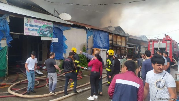Bərdə bazarındakı yanğın söndürüldü - YENİLƏNİB - VİDEO