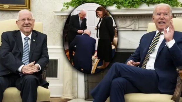 Bayden İsrail prezidenti qarşısında diz çökdü – SƏBƏB - FOTO
