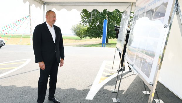 Prezident Goranboyda avtomobil yolunun açılışında iştirak etdi - FOTO 