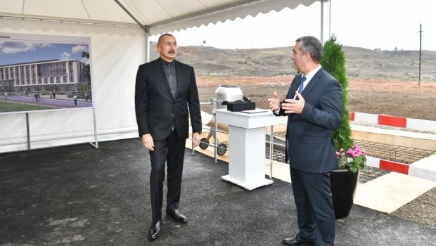 Prezident Cəbrayılda Mərkəzi Xəstəxananın təməlqoyma mərasimində iştirak etdi - FOTO