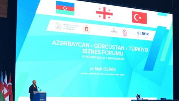Azərbaycan-Türkiyə-Gürcüstan biznes forumu başladı - FOTO