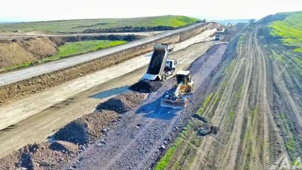 Füzuli-Hadrut avtomobil yolunun tikintisi davam edir - VİDEO