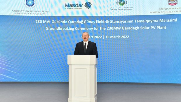 İlham Əliyev “Qaradağ” Günəş Elektrik Stansiyasının təməlqoyma mərasimində iştirak etdi - FOTO/VİDEO