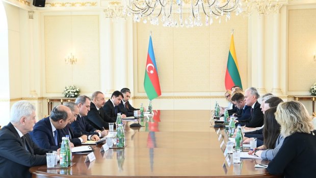 Azərbaycan və Litva prezidentləri geniş tərkibdə görüşdülər - VİDEO