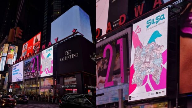 Nyu-Yorkun məşhur meydanında Şuşa ilə bağlı PLAKAT - FOTO/VİDEO 