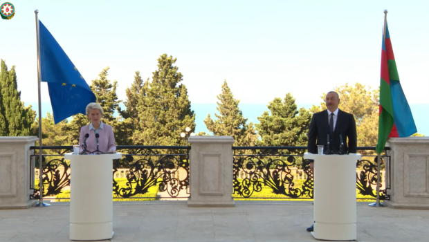 İlham Əliyev və Ursula Fon der Lyayen mətbuata bəyanatla çıxış ediblər